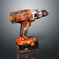 Professional Orange Black Cordless Power Drill With Rechargeable Battery Tool 3d model