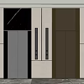 Modern Elevator Lobby Design With Silver Brown Elevator Doors 7F Sign And Marble Walls 3d model