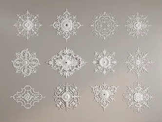 French carved plaster carved combination plaster carved lamp panel combination 3d model