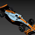 Formula 1 Race Car With Orange White Aerodynamic Body And Sporty Design