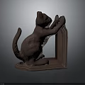 Brown Ceramic Standing Cat Shaped Bookend Shelf Decorative Ornament Piece 3d model
