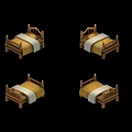 Classic Wooden Bed Furniture With Yellow Quilt And White Bedding Design