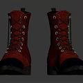 Red Lace Up Boots With Black Toe For Daily Casual Wear