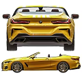 Luxury Yellow Convertible Sports Car With Black Soft Top Brown Seats Alloy Wheels