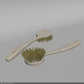 Kitchen Brushes With Beige Stone Like Handle And Yellow Durable Bristles For Cleaning