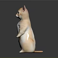 Orange And White Standing Cat Figurine With Big Eyes And Detailed Fur On Black Surface
