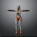 Woman With Cat Ears Long White Hair Red Lingerie White Thigh High Socks Red Heels