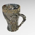Unique Mug Shaped Sculpture With Fragmented Stone Mosaic Design And Artistic Handle