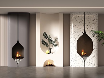 Modern Fireplace Background Wall Decorative Fireplace 3d model