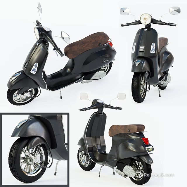 Black Scooter Display With Multiple Views And Details 3d model 