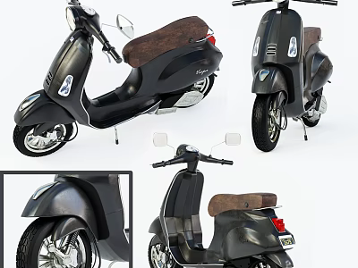 Black Scooter Display With Multiple Views And Details 3d model