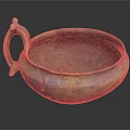 Traditional Hand Carved Ceramic Sculpture With Curved Handle And Ancient Textured Surface
