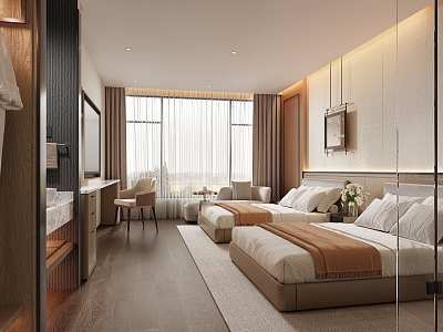 Modern Hotel Room Big Bed Room Standard Room Double Room model