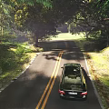 Rural Road Infrastructure With Two Lane Pavement Yellow Double Solid Lines Curb And Green Vegetation