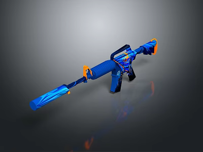 Blue Toy Blaster With Orange Accents Long Barrel And Modern Design 3d model