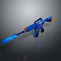 Blue Toy Blaster With Orange Accents Long Barrel And Modern Design