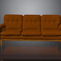 Classic Orange Three Seater Sofa With Wooden Legs And Upholstered Design