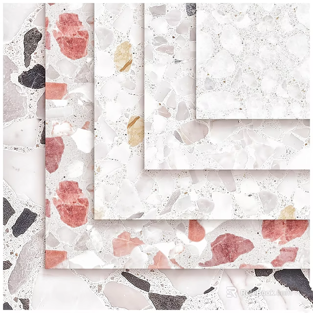 Colorful Terrazzo Marble Slab Components With Various Natural Textures For Interior Design 3d model 