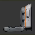 Modern Silver And Orange Equipment With Control Panels Buttons Display Screen And Blue Indicators