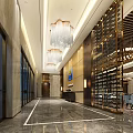 Elegant Banquet Hall Interior With Crystal Chandeliers Dining Tables Chairs And Large Screen