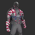 Game Movie Character With American Flag Striped Arms Legs Gray Body And Star