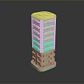 Green Layered Column 3D Model With Textured Surface And Vertical Grooves Design