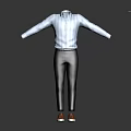 Men's Blue Striped Shirt With Dark Striped Trousers And Red Shoes Fashion Outfit