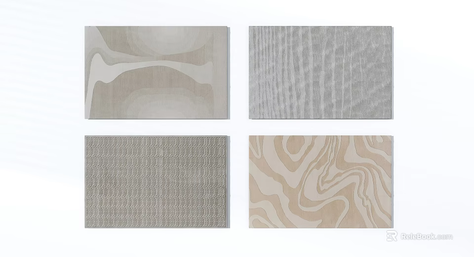 Square Rugs with Various Patterns Neutral Tones Modern Design for Home Decor 3d model