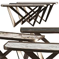 Modern Dining Table With Marble Top And Geometric Metal Frame Design 3d model