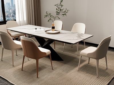 Modern Simple Dining Table and Chair Combination Jewelry Ornaments 3d model