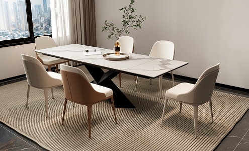 Modern Simple Dining Table and Chair Combination Jewelry Ornaments 3d model