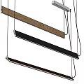 Modern Linear Pendant Lights With Wooden Frame And Black Metal For Interior Lighting Design
