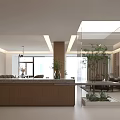 Modern Living and Dining Room Interior With Sofa Coffee Table TV Plants And Lighting Design