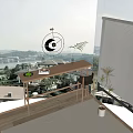 Stylish Modern Clock in Minimalist Interior with Wooden Console Table Fruits Books and Window Plant