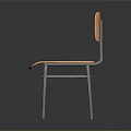 Modern Simple Wooden Chair With Light Brown Seat Backrest And Silver Metal Frame