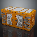 Orange Cargo Box With White Panels Circular Knobs And Grille Design 3d model