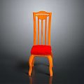 Classic Wooden Dining Chair With Red Padded Seat And Elegant Backrest Design