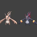 Game And Movie Characters With Long Ears Blue Eyes Red Horns And Yellow Rings