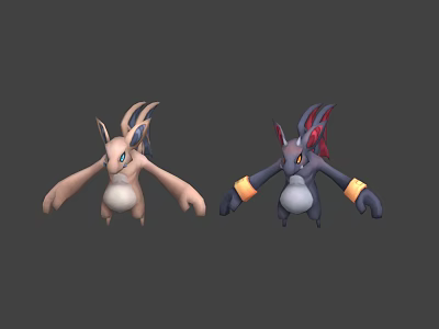 Game And Movie Characters With Long Ears Blue Eyes Red Horns And Yellow Rings 3d model