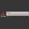 Red Cab Semi Truck With White Trailer And Red Stripe Design