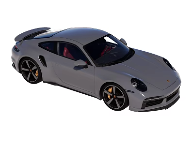 Silver Sports Car With Red Interior Black Wheels Rear Spoiler And Aerodynamic Design 3d model