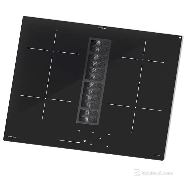 Modern Black Electric Cooktop with Multiple Heating Zones and Control Buttons 3d model 