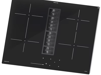 Modern Black Electric Cooktop with Multiple Heating Zones and Control Buttons 3d model