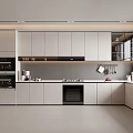 Modern Kitchen Interior Design With White Cabinets Built-in Appliances And Natural Light