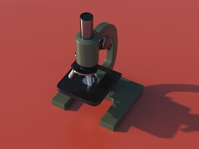 Green Medical Microscope With Stable Base And Adjustable Tube As Essential Equipment 3d model