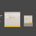 Industrial Control Cabinets With Warning Signs And Yellow Strips For Power Systems