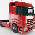Red Mercedes Functional Semi Truck With Modern Cab Design And Brand Logo