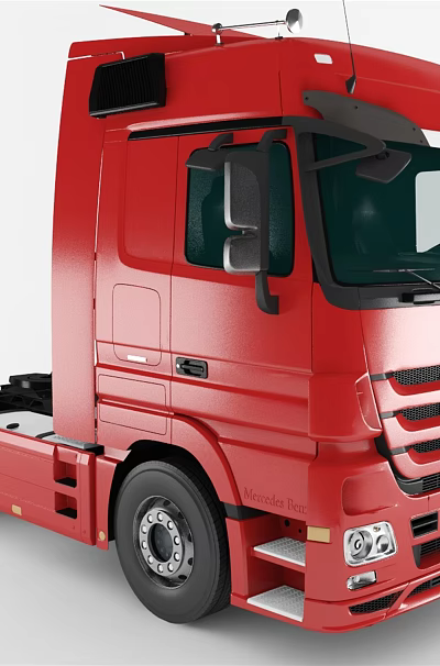 Red Mercedes Functional Semi Truck With Modern Cab Design And Brand Logo 3d model Red Mercedes Functional Semi Truck With Modern Cab Design And Brand Logo 3d model