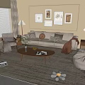 Nordic Sofa Coffee Table Combination 3d model
