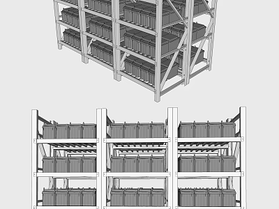 Multi Tier Metal Storage Racks With Shelves For Organized Storage Solution 3d model